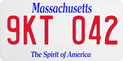 MA license plate 9KT042