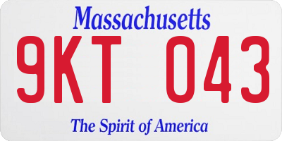 MA license plate 9KT043