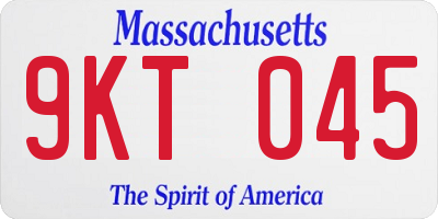 MA license plate 9KT045