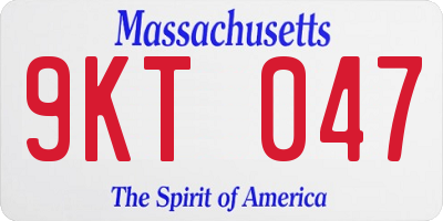 MA license plate 9KT047