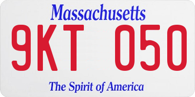 MA license plate 9KT050