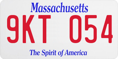 MA license plate 9KT054
