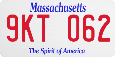 MA license plate 9KT062