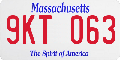 MA license plate 9KT063