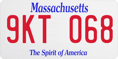 MA license plate 9KT068
