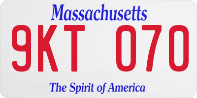 MA license plate 9KT070