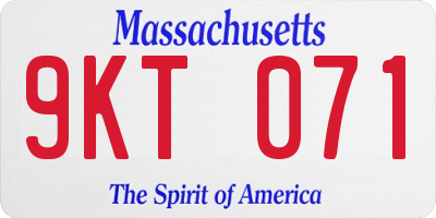MA license plate 9KT071