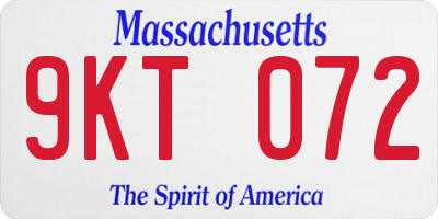 MA license plate 9KT072
