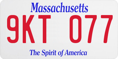 MA license plate 9KT077