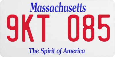 MA license plate 9KT085