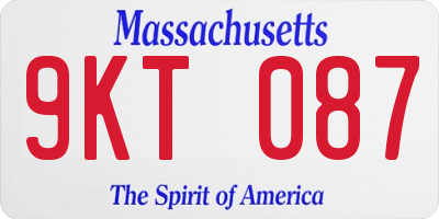 MA license plate 9KT087