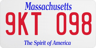 MA license plate 9KT098