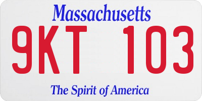 MA license plate 9KT103