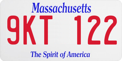 MA license plate 9KT122