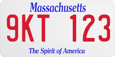 MA license plate 9KT123