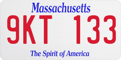 MA license plate 9KT133