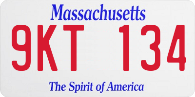MA license plate 9KT134