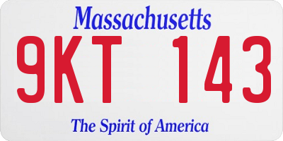 MA license plate 9KT143