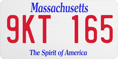MA license plate 9KT165