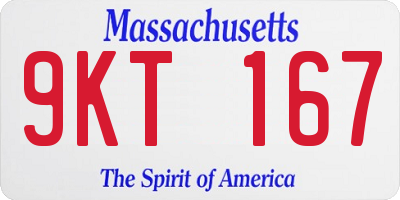 MA license plate 9KT167