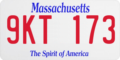 MA license plate 9KT173