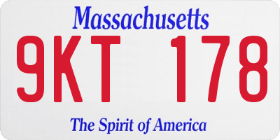 MA license plate 9KT178