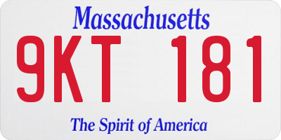 MA license plate 9KT181