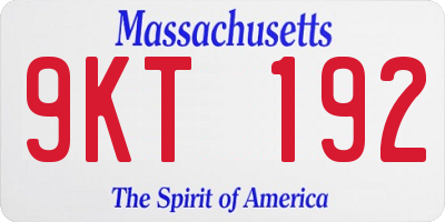 MA license plate 9KT192