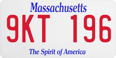 MA license plate 9KT196