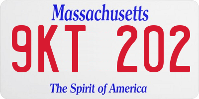 MA license plate 9KT202