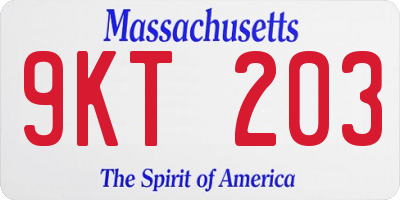 MA license plate 9KT203