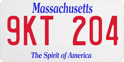 MA license plate 9KT204