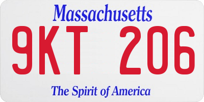 MA license plate 9KT206