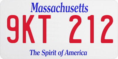 MA license plate 9KT212