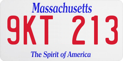 MA license plate 9KT213