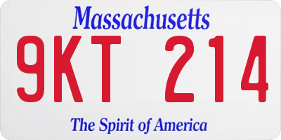 MA license plate 9KT214