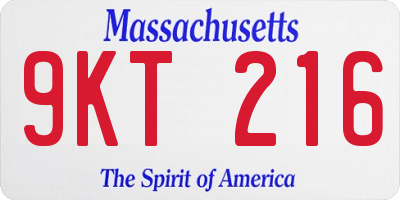 MA license plate 9KT216