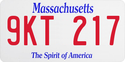 MA license plate 9KT217