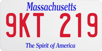 MA license plate 9KT219