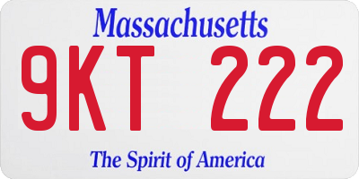 MA license plate 9KT222