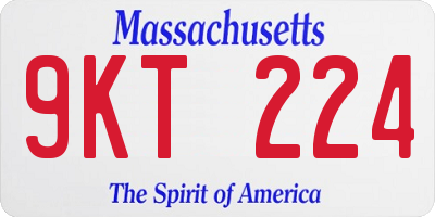 MA license plate 9KT224