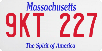 MA license plate 9KT227