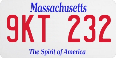 MA license plate 9KT232