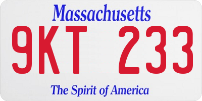 MA license plate 9KT233