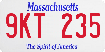 MA license plate 9KT235