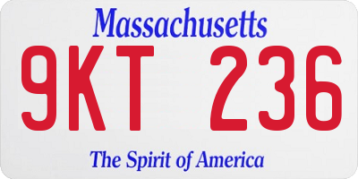 MA license plate 9KT236