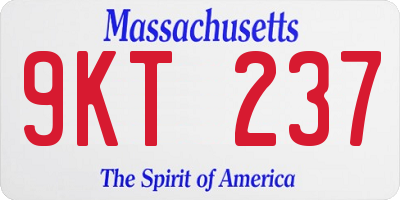 MA license plate 9KT237
