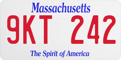 MA license plate 9KT242