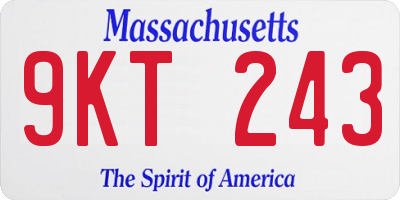MA license plate 9KT243