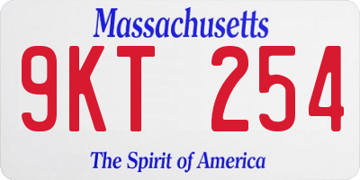 MA license plate 9KT254